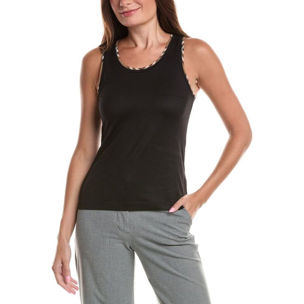 Burberry Womens  Elyssa Check Tank Top, Black